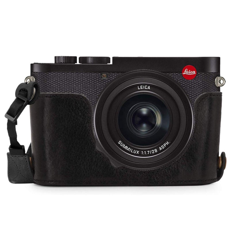 MegaGear MG1718 Ever Ready Genuine Leather Camera Half Case Compatible with Leica Q2 - Black - Image 1